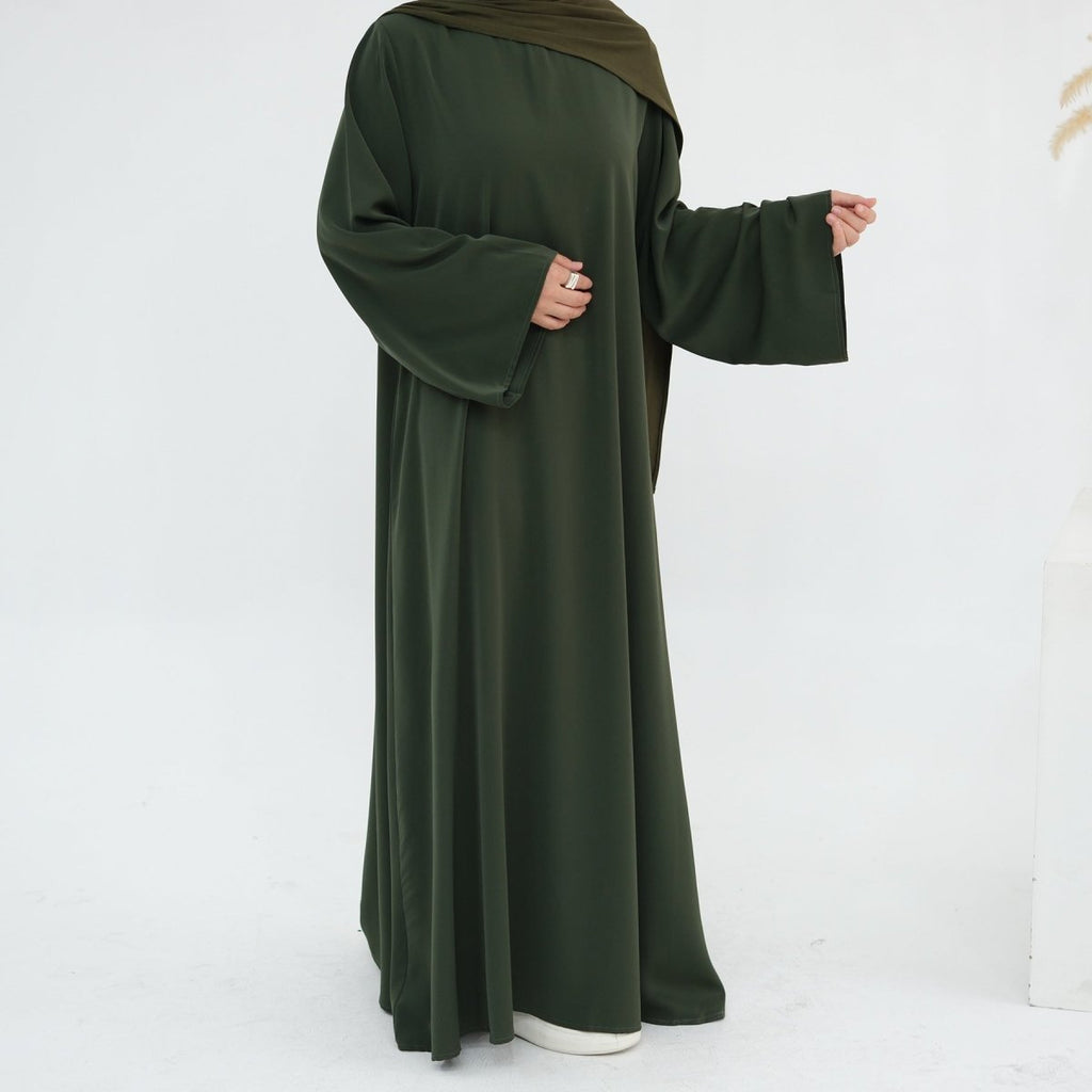 Solid Color Nida Abaya with Belt | A-Line Maxi Dress Abaya (MA359)