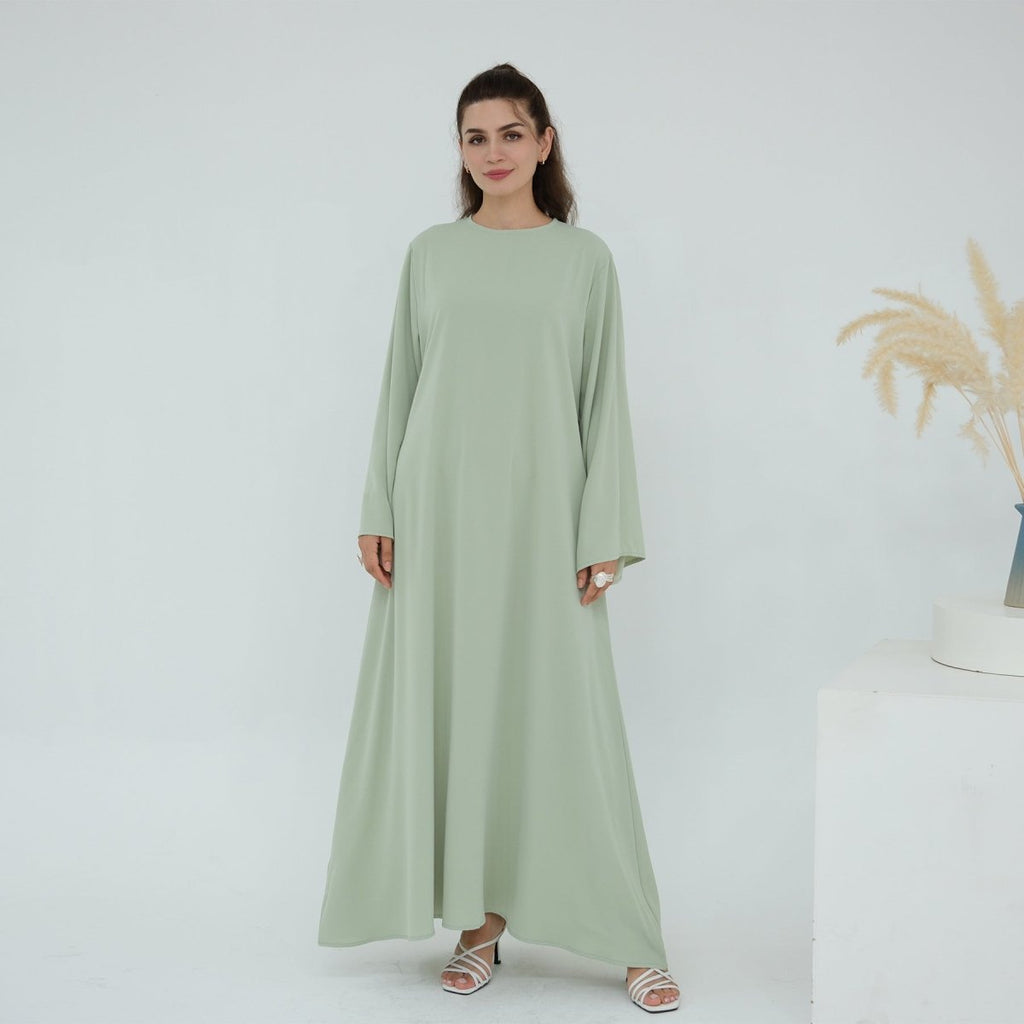 Solid Color Nida Abaya with Belt | A-Line Maxi Dress Abaya (MA359)