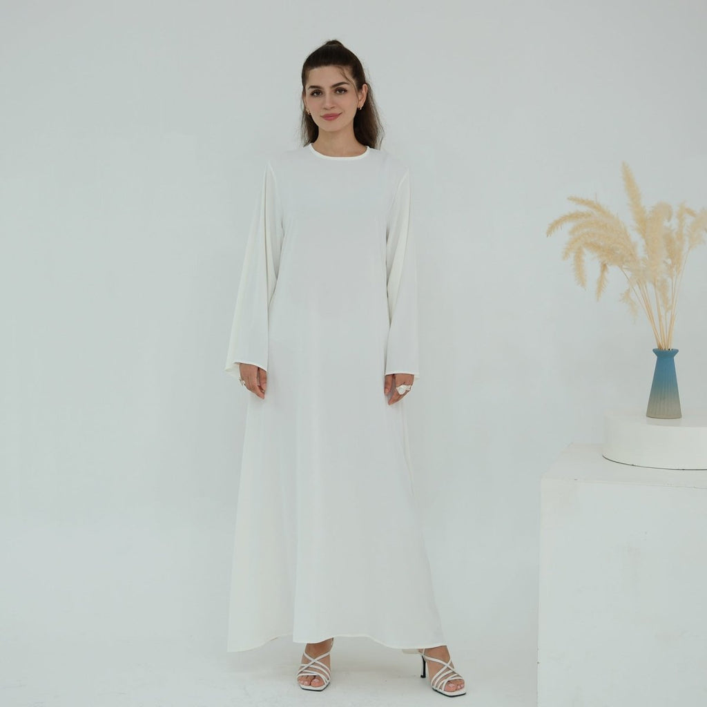Solid Color Nida Abaya with Belt | A-Line Maxi Dress Abaya (MA359)