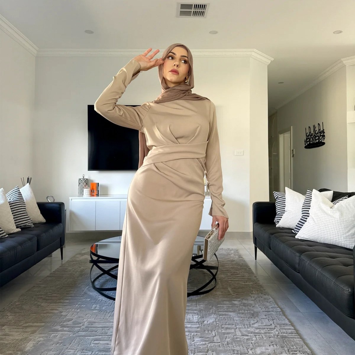 Solid Colour Slim Elegant Abaya (MA127)