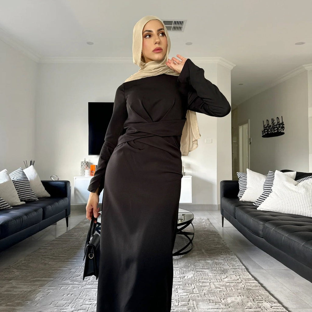 Solid Colour Slim Elegant Abaya (MA127)
