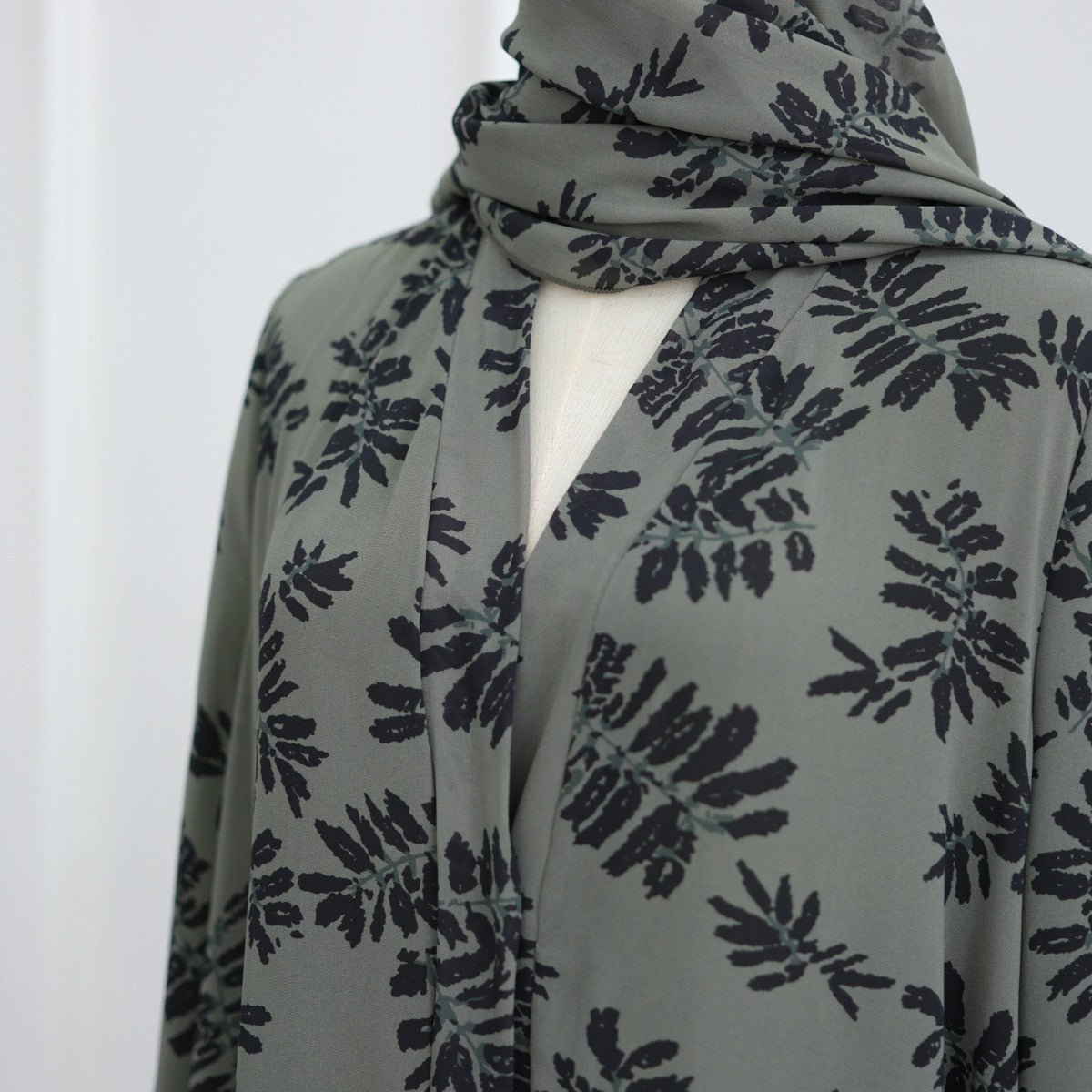 Spring Summer Floral Print Chiffon Cardigan | Double-Layer Modest Cover-Up Abaya (MOA170)