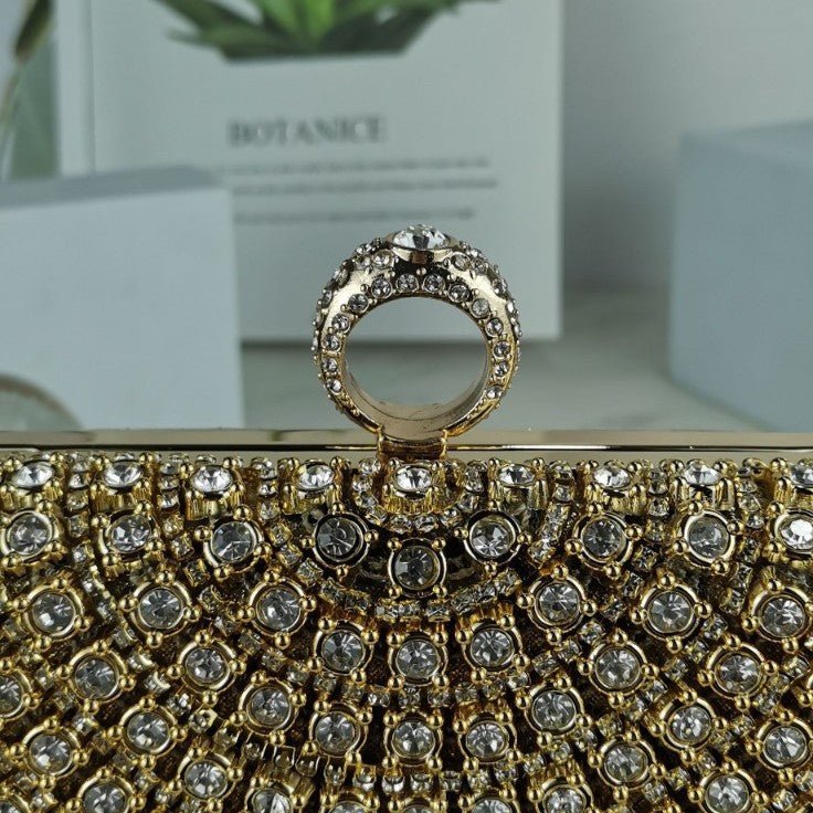 Stunning Crystal-Front Glitter-Back Clutch – Trendy Square Evening Bag for Parties & Galas (MAC275)