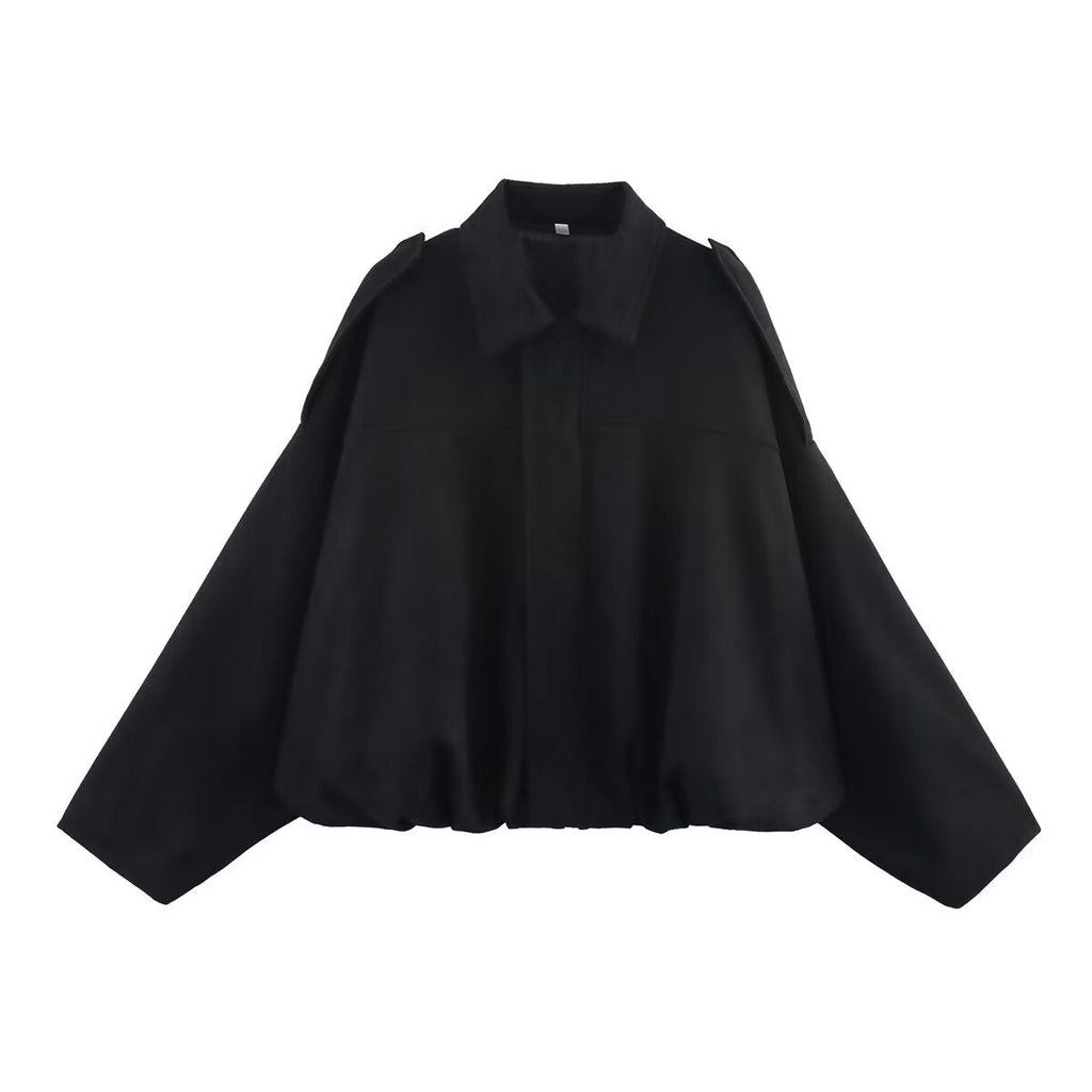 Suede Bomber Jacket | Collared Flight Jacket with Shoulder Tabs(MS240)