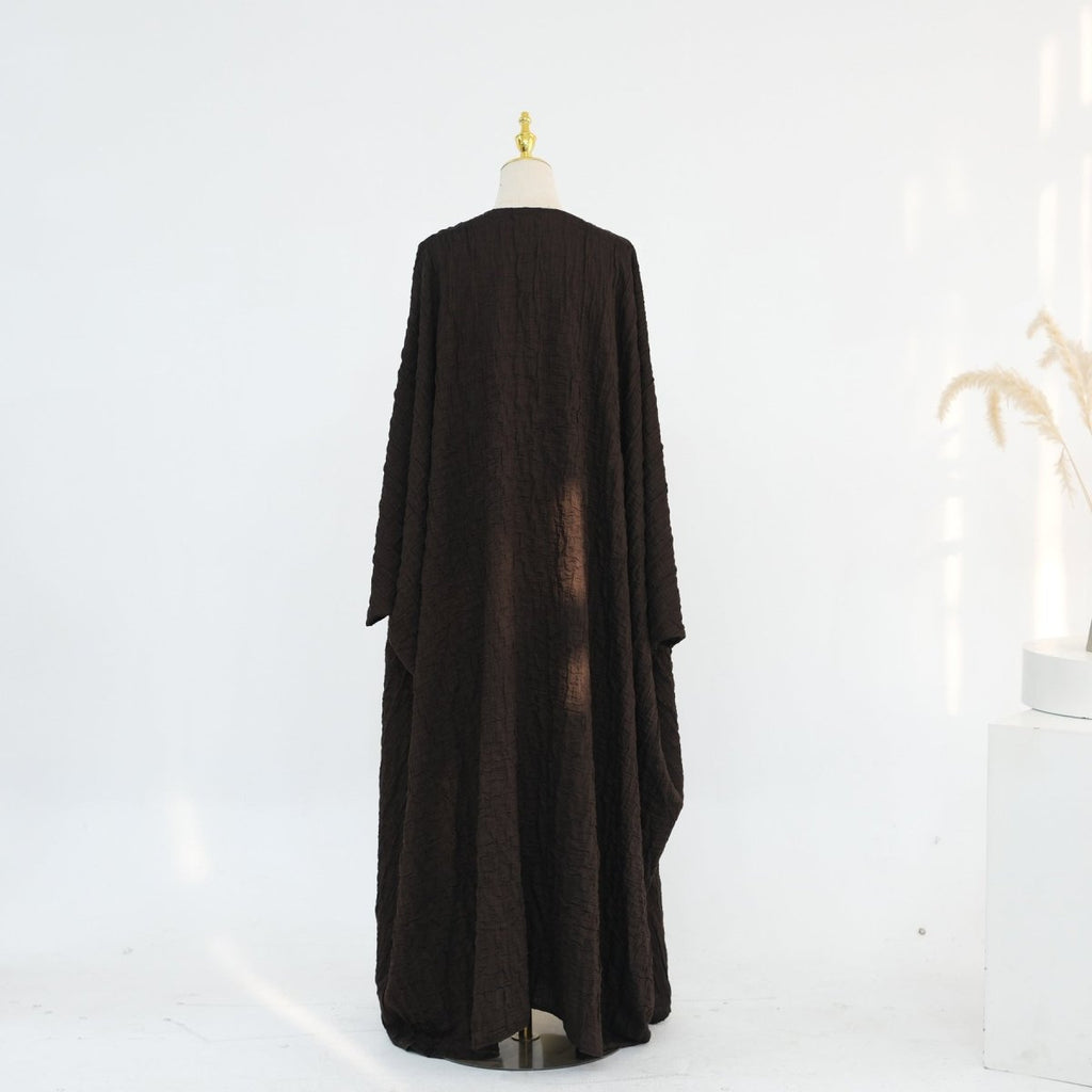 Textured Jacquard Abaya with Batwing Cardigan & Belt(MOA281)