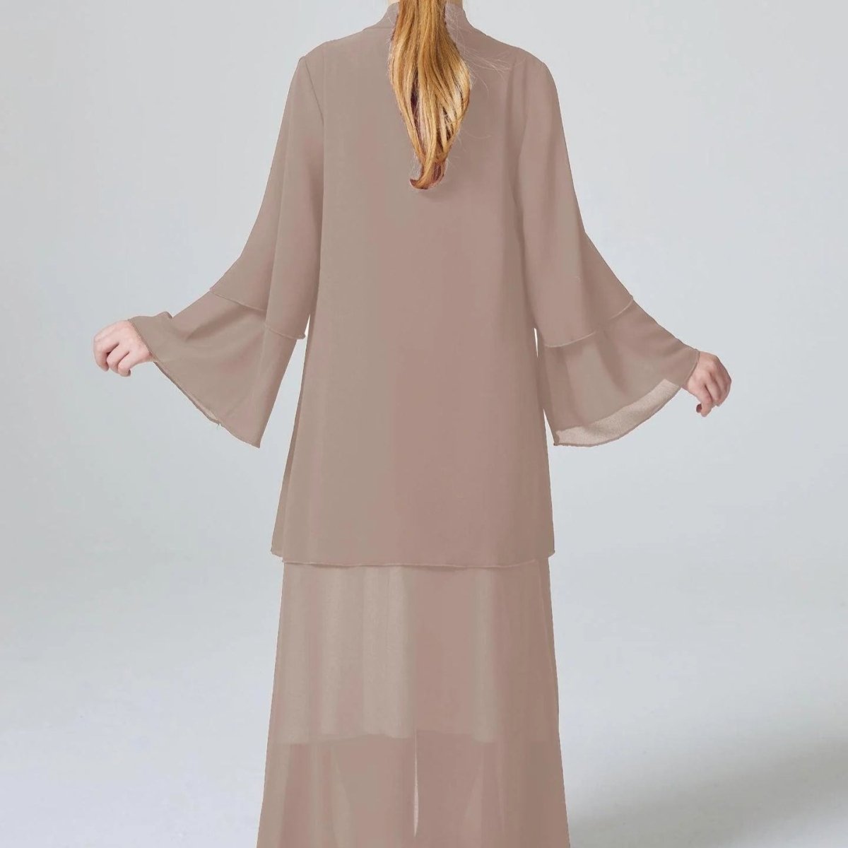 Two Layers Chiffon Girls Open Abaya Kid Abaya(MKG007)