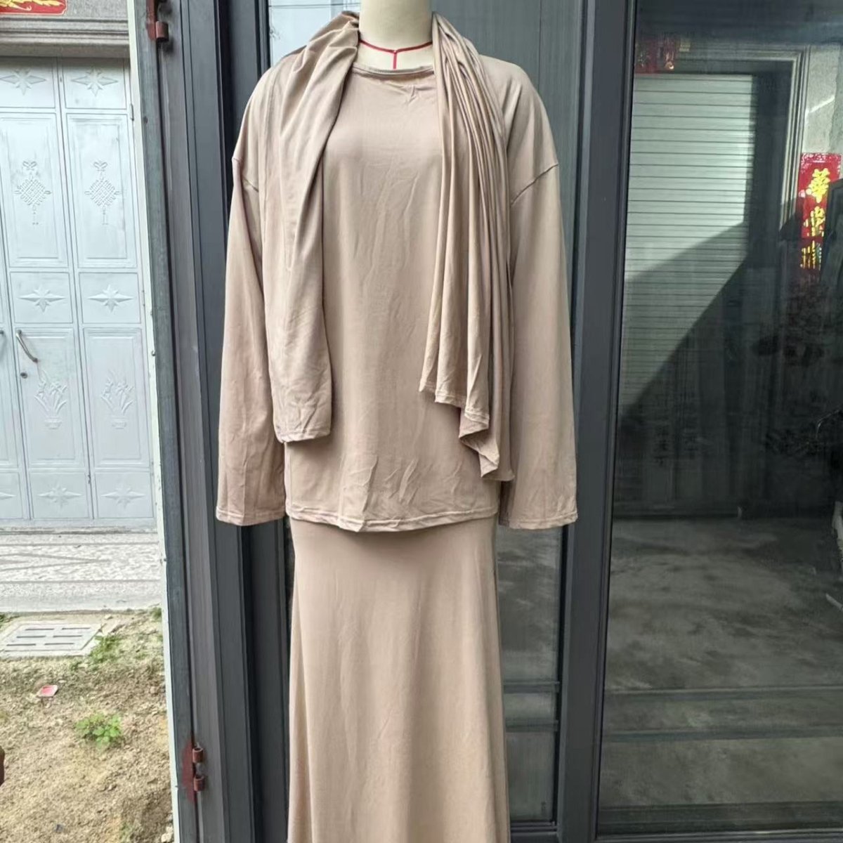 Two-Piece Modest Set with Attached Hijab (MS381)