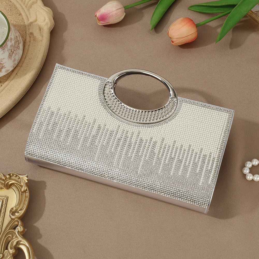 Vintage Large Circular Handle Rhinestone Sparkly Clutch Bag(MAC430)