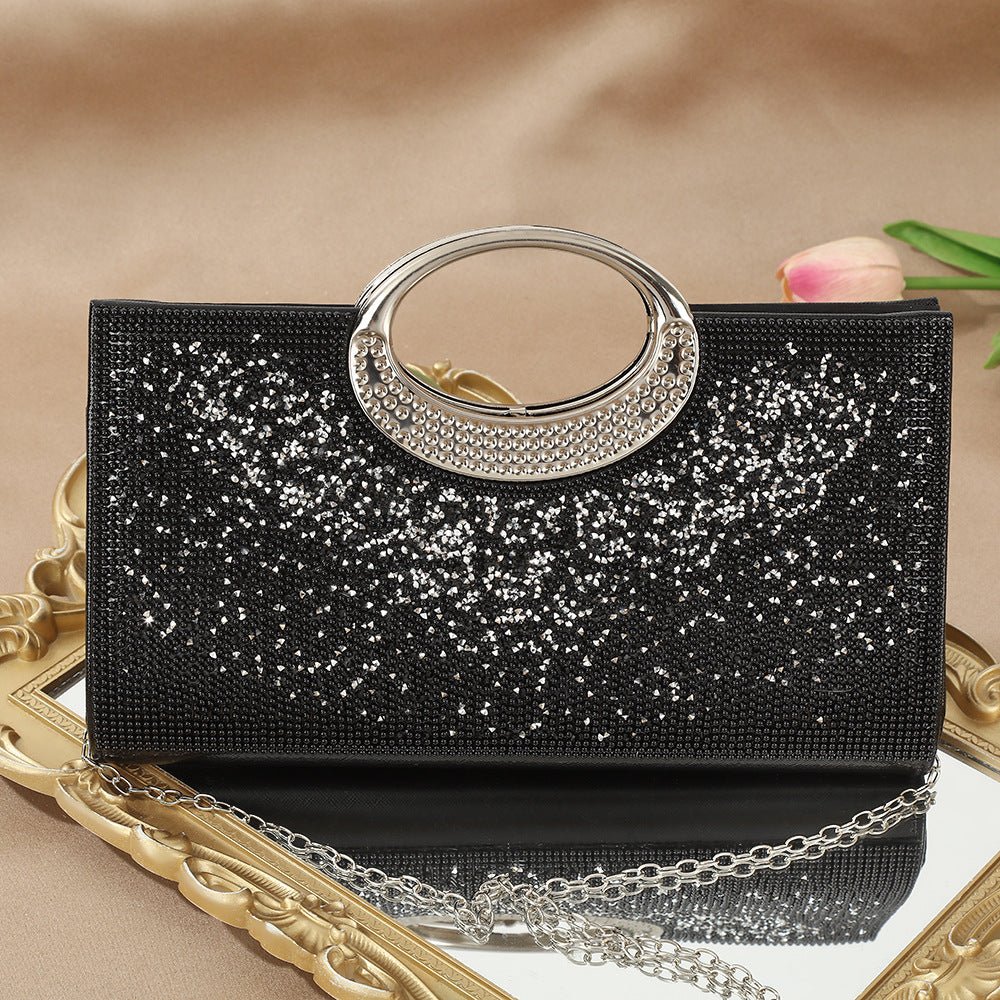 Vintage Large Circular Handle Rhinestone Sparkly Clutch Bag(MAC430)