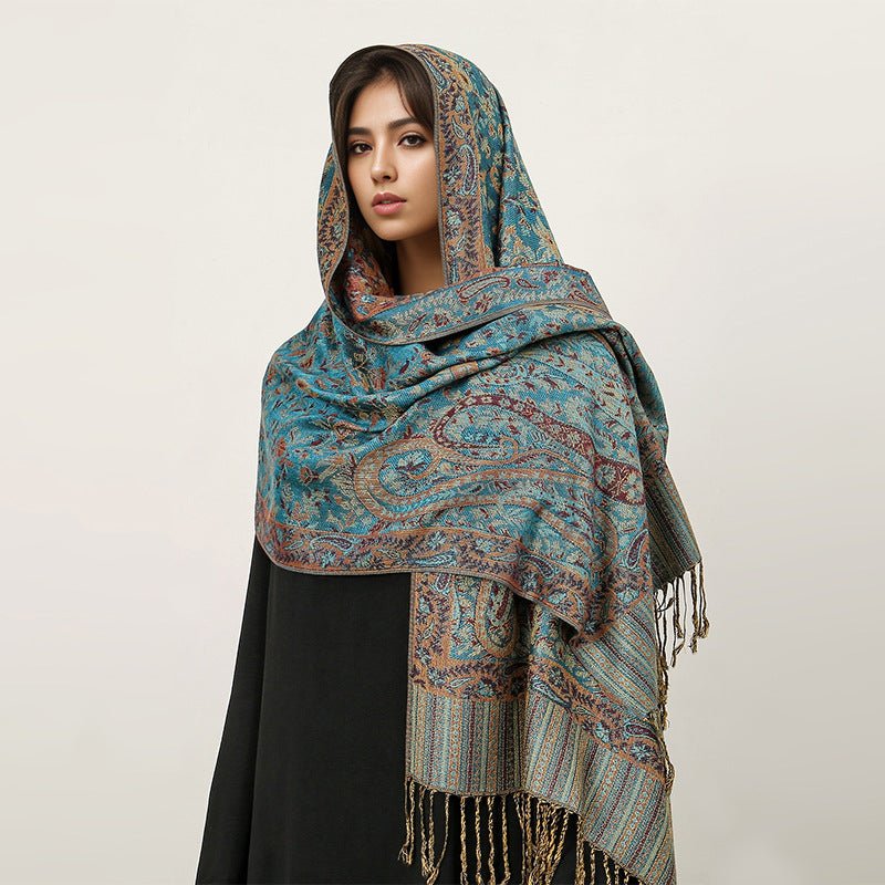 Vintage Shawl Cashew Flower Tassel Hijab (MH101)