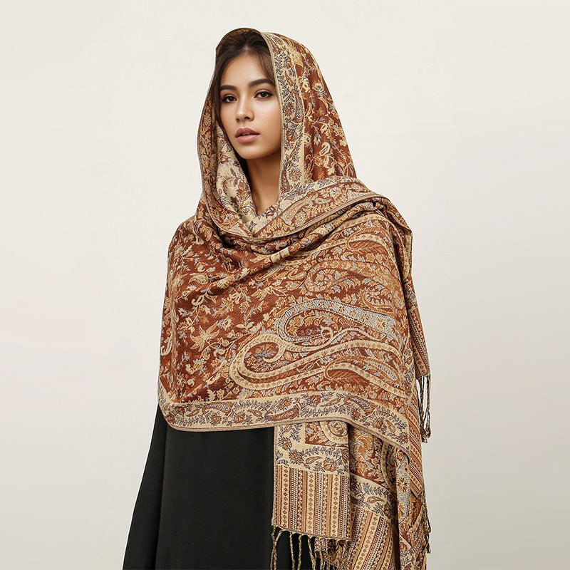 Vintage Shawl Cashew Flower Tassel Hijab (MH101)
