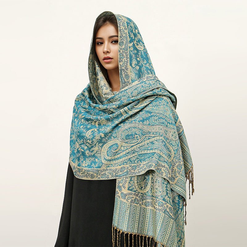 Vintage Shawl Cashew Flower Tassel Hijab (MH101)
