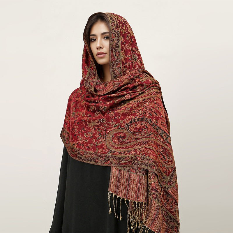 Vintage Shawl Cashew Flower Tassel Hijab (MH101)