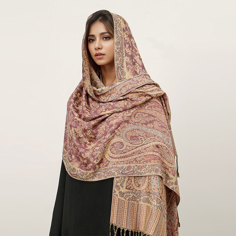 Vintage Shawl Cashew Flower Tassel Hijab (MH101)