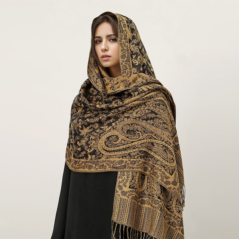 Vintage Shawl Cashew Flower Tassel Hijab (MH101)