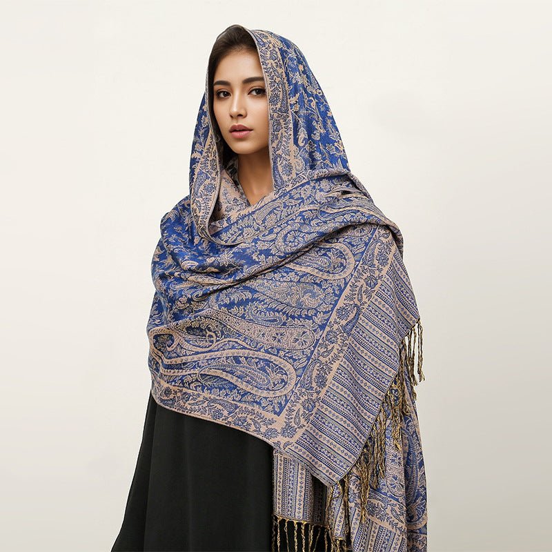 Vintage Shawl Cashew Flower Tassel Hijab (MH101)