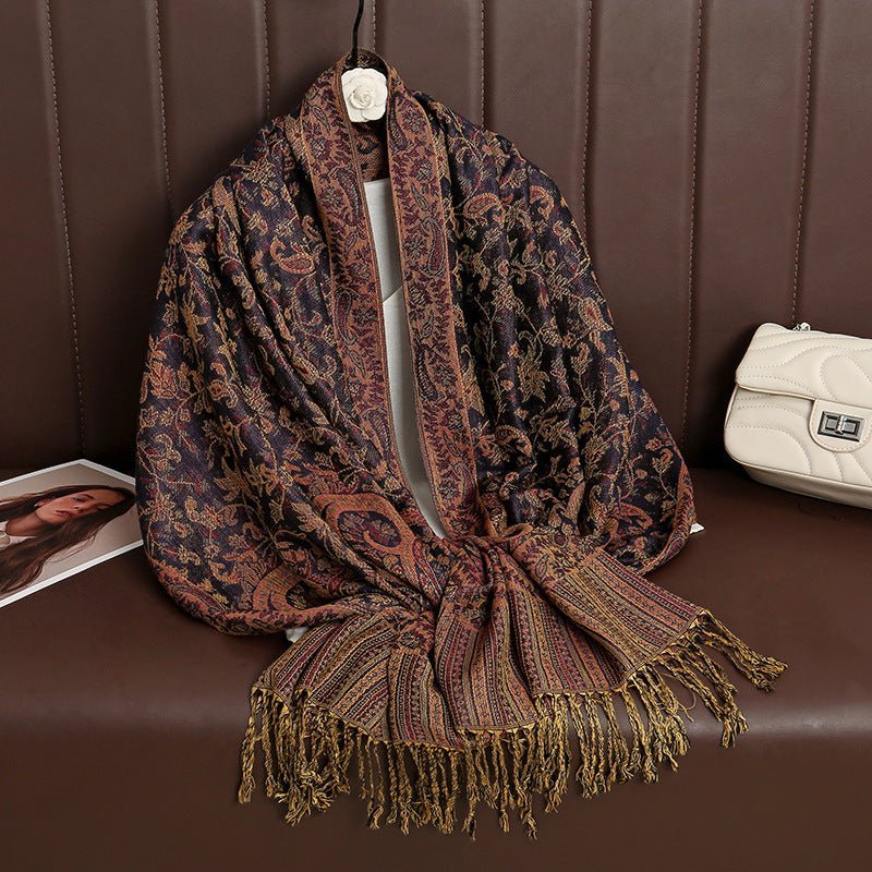 Vintage Shawl Cashew Flower Tassel Hijab (MH101)