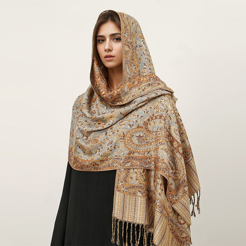 Vintage Shawl Cashew Flower Tassel Hijab (MH101)