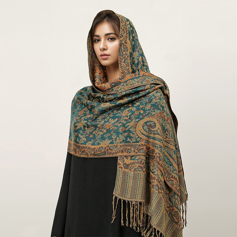 Vintage Shawl Cashew Flower Tassel Hijab (MH101)