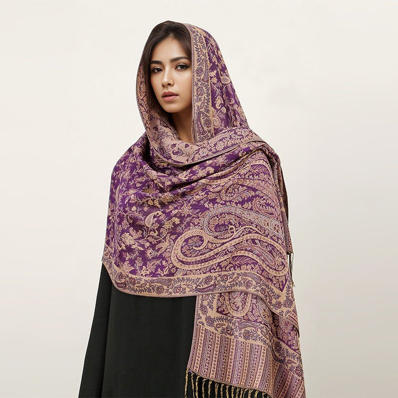 Vintage Shawl Cashew Flower Tassel Hijab (MH101)