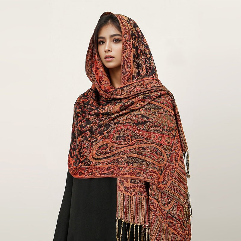 Vintage Shawl Cashew Flower Tassel Hijab (MH101)