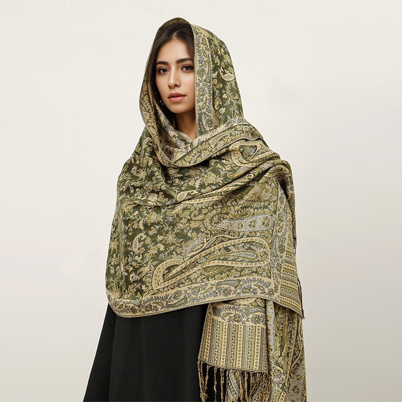 Vintage Shawl Cashew Flower Tassel Hijab (MH101)