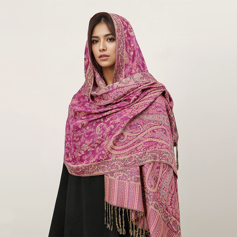 Vintage Shawl Cashew Flower Tassel Hijab (MH101)