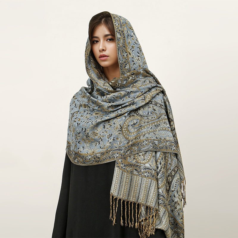 Vintage Shawl Cashew Flower Tassel Hijab (MH101)