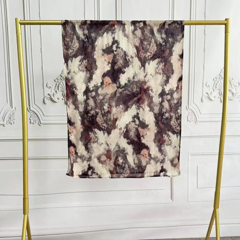 Watercolor Artistic Cotton Hijab with Painted Floral Motifs (MH144)