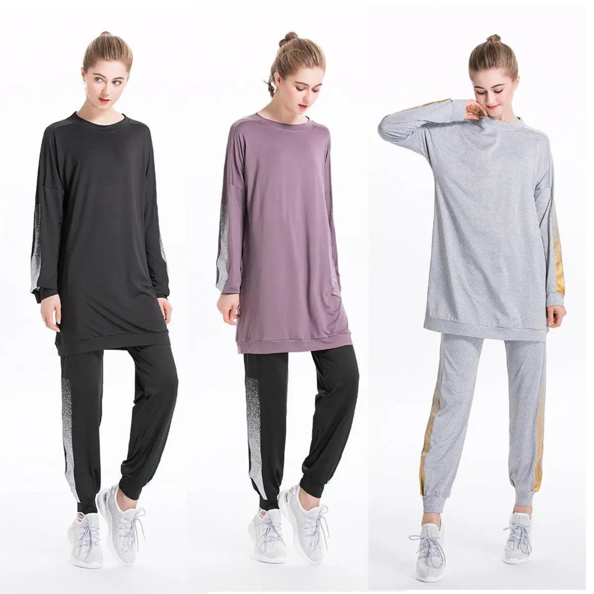 Women's Casual Two Piece Sweatsuit Set - Long Sleeve Crewneck and Joggers(MB008)