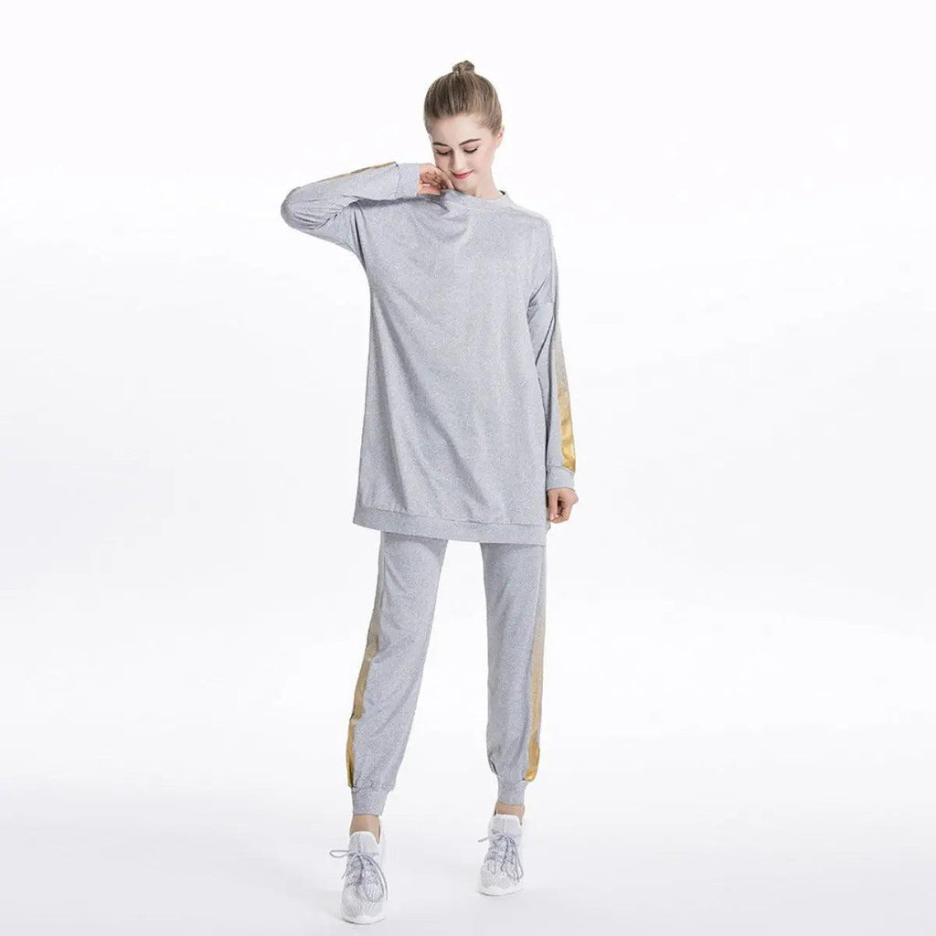 Women's Casual Two Piece Sweatsuit Set - Long Sleeve Crewneck and Joggers(MB008)