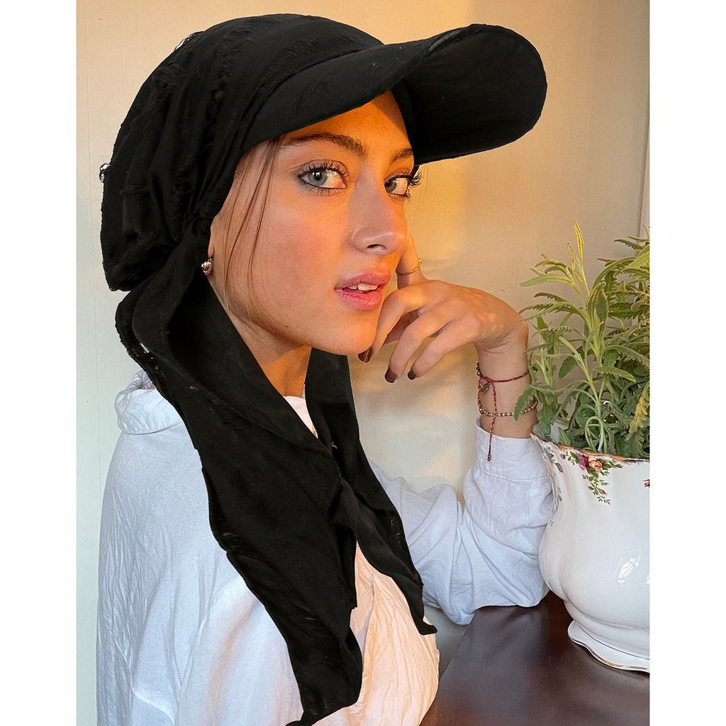 Women's Multi-Color Fashion Baseball Cap – Frayed Edge Boho Beanie with Feather Detail（MH113）
